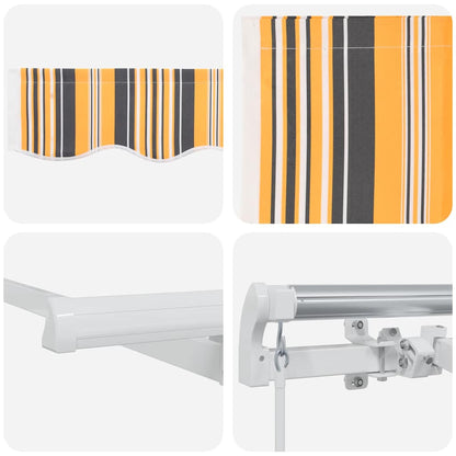 Inklapbaar Zonnescherm 350 X 200 Cm Stof Geel En Grijs (Wit Frame)