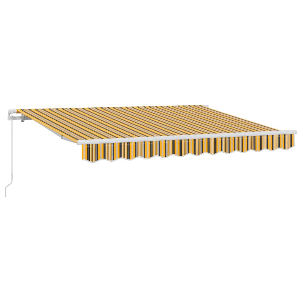 Inklapbaar Zonnescherm 350 X 200 Cm Stof Geel En Grijs (Wit Frame)