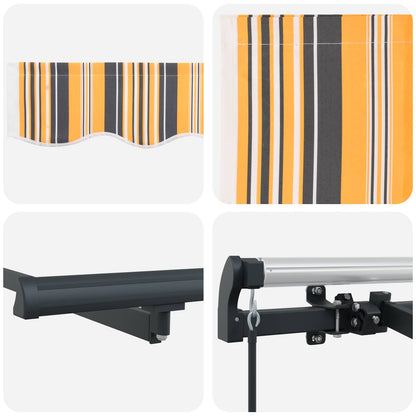 Inklapbaar Zonnescherm 350 X 200 Cm Stof Geel En Grijs (Anthraciet Frame)