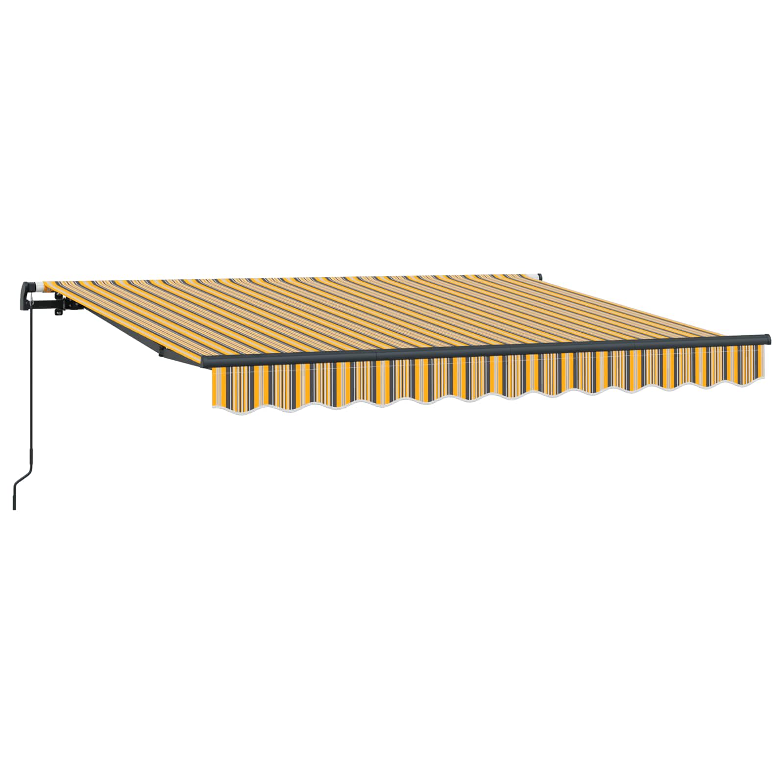 Inklapbaar Zonnescherm 350 X 200 Cm Stof Geel En Grijs (Anthraciet Frame)