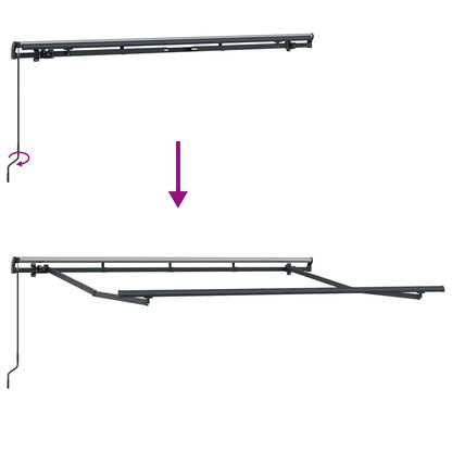 Inklapbaar Zonnescherm 350 X 200 Cm Stof Geel En Grijs (Anthraciet Frame)