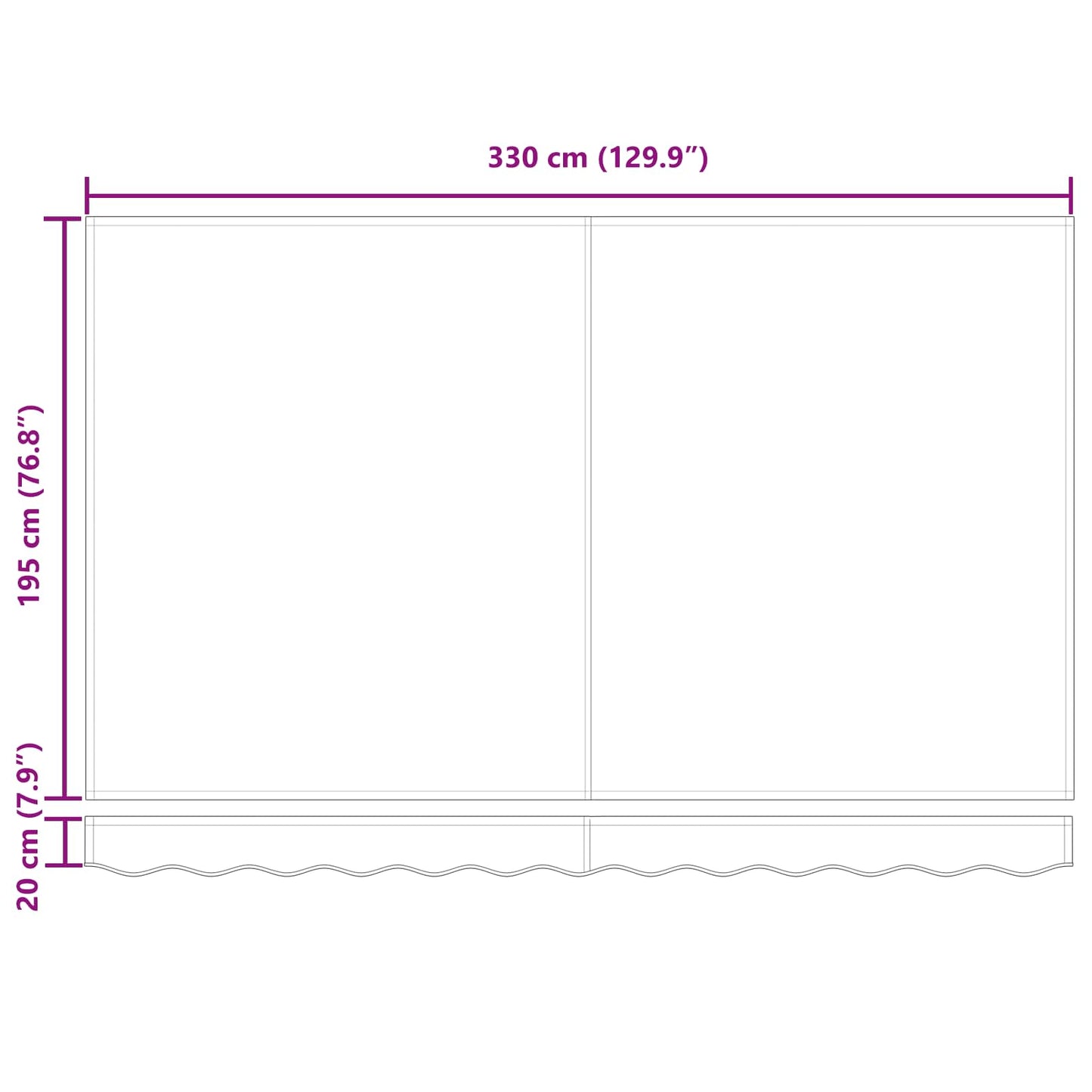 Inklapbaar Zonnescherm 350 X 200 Cm Stof Geel En Grijs (Anthraciet Frame)