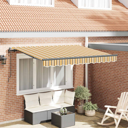 Inklapbaar Zonnescherm 350 X 200 Cm Stof Geel En Grijs (Anthraciet Frame)