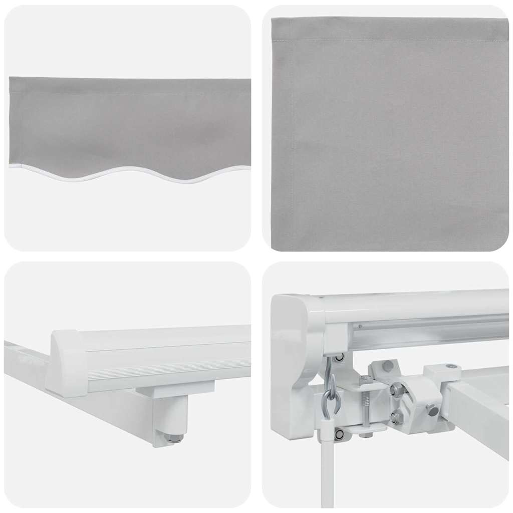 Zijde Frame Lichtgrijs 350 X 200 Cm Polyester Met Pu-Coating Lichtgrijs (Wit Frame)