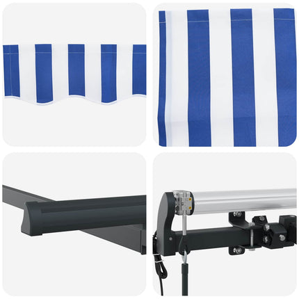 Inklapbaar Zonnescherm Blauw En Wit 400 X 200 Cm Crème (Anthraciet Frame)