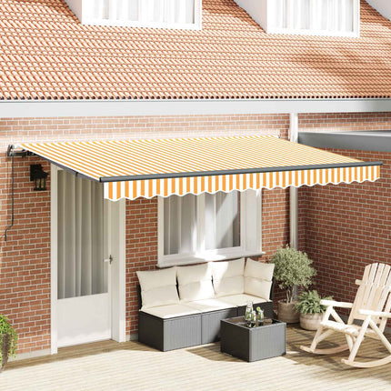 Inklapbaar Zonnescherm 250 X 200 Cm Stof Geel En Wit (Anthraciet Frame)