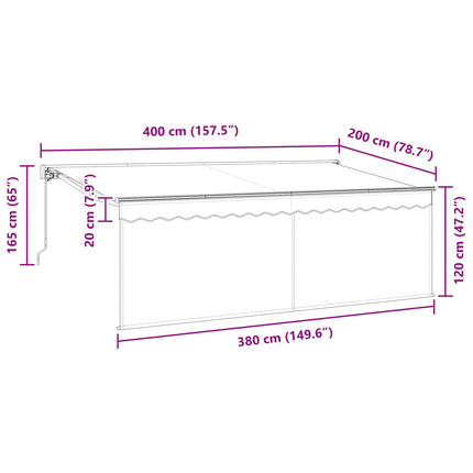 Inklapbaar Zonnescherm Antraciet 400 X 200 Cm Anthraciet (Anthraciet Frame)