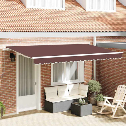 Inklapbaar Zonnescherm Bruin 250 X 200 Cm Stof Bruin (Wit Frame)