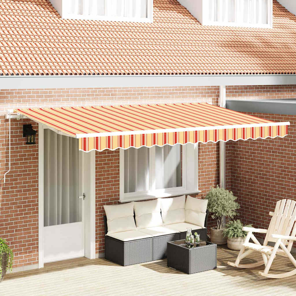 Inklapbaar Zonnescherm 300 X 200 Cm Stof Geel En Oranje (Wit Frame)