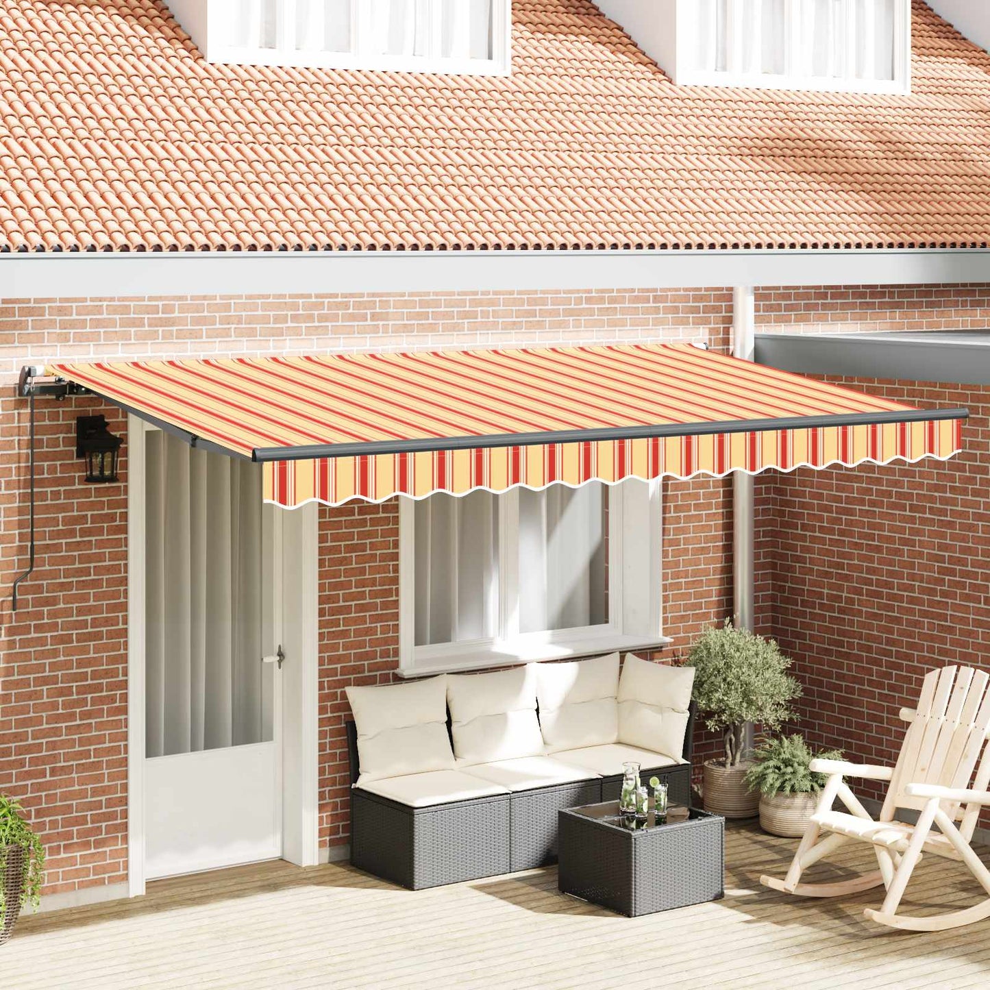 Inklapbaar Zonnescherm 300 X 200 Cm Stof Geel En Oranje (Anthraciet Frame)