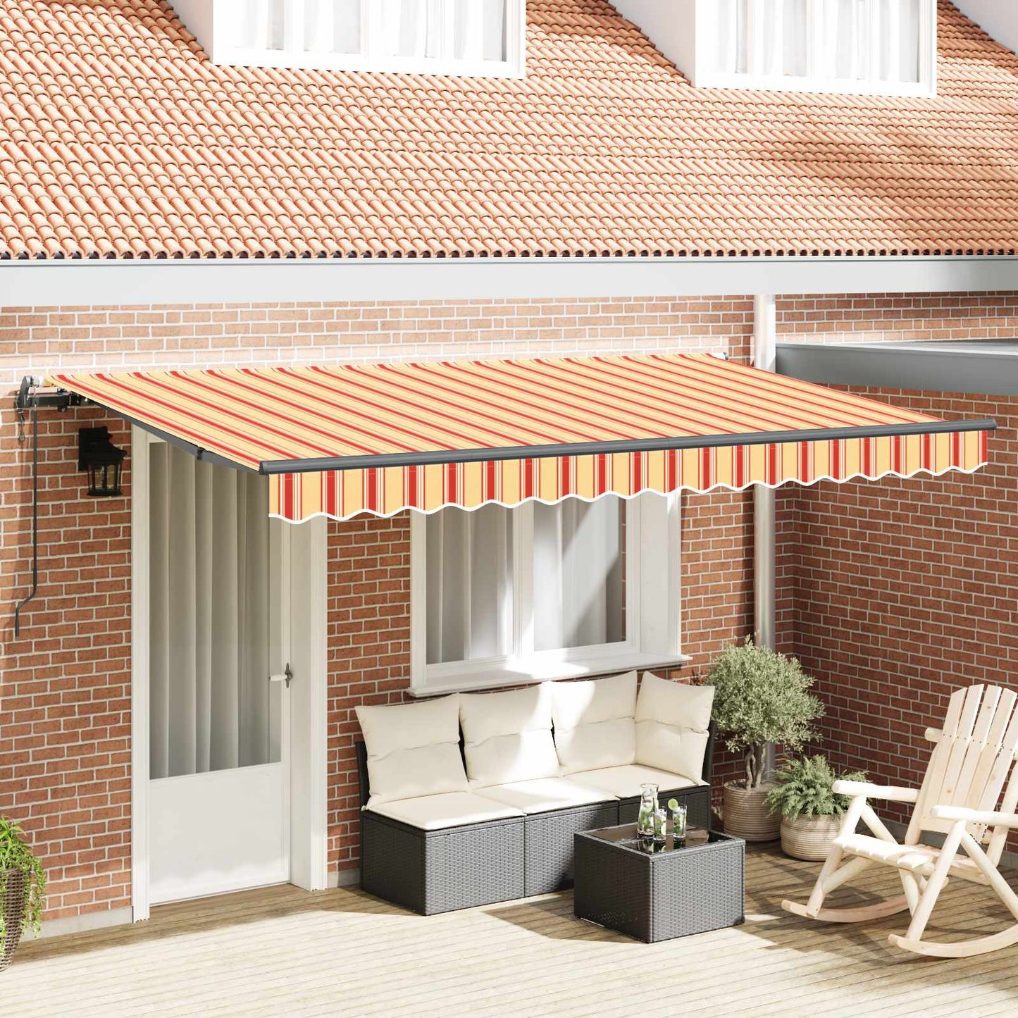 Inklapbaar Zonnescherm 300 X 200 Cm Stof Geel En Oranje (Anthraciet Frame)