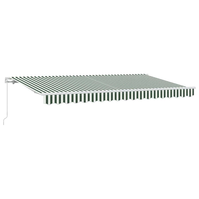 Inklapbaar Zonnescherm 400 X 200 Cm Stof Groen En Wit (Wit Frame)