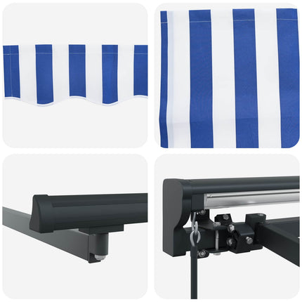 Zijde Frame En 300 X 250 Cm Polyester Met Pu-Coating Blauw En Wit (Anthraciet Frame)