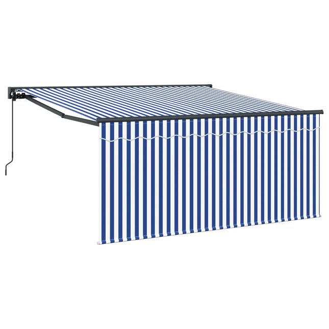 Inklapbaar Zonnescherm Blauw En Wit 300 X 250 Cm Blauw En Wit (Anthraciet Frame)