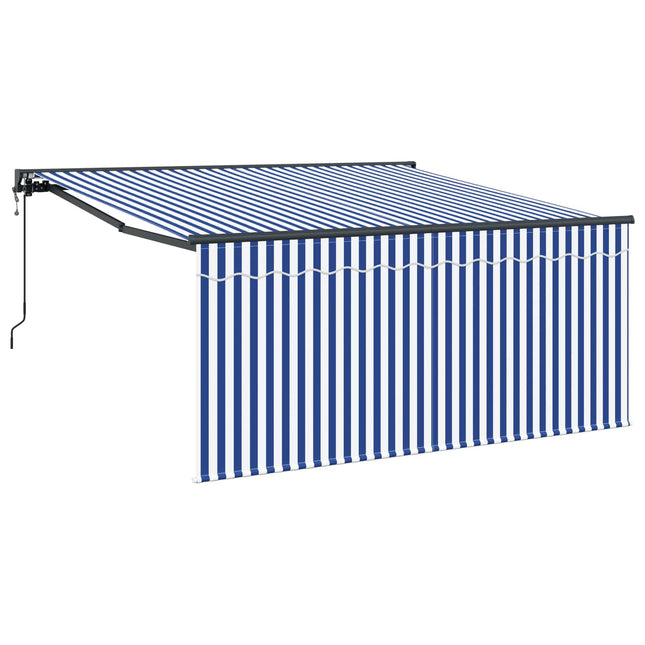 Inklapbaar Zonnescherm Blauw En Wit 300 X 250 Cm Blauw En Wit (Anthraciet Frame)