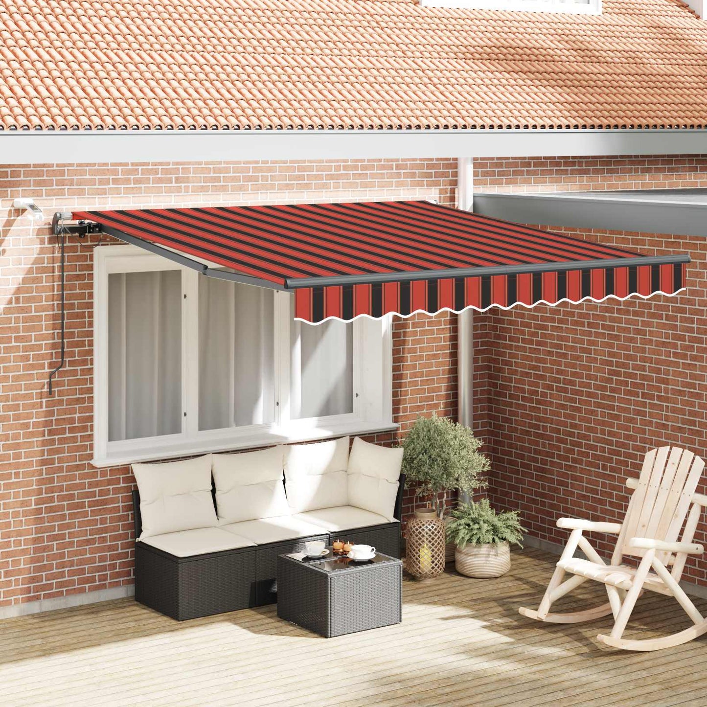 Luifeldoek Met Oranje En Bruin Polyester Oranje/Zwart/Geel