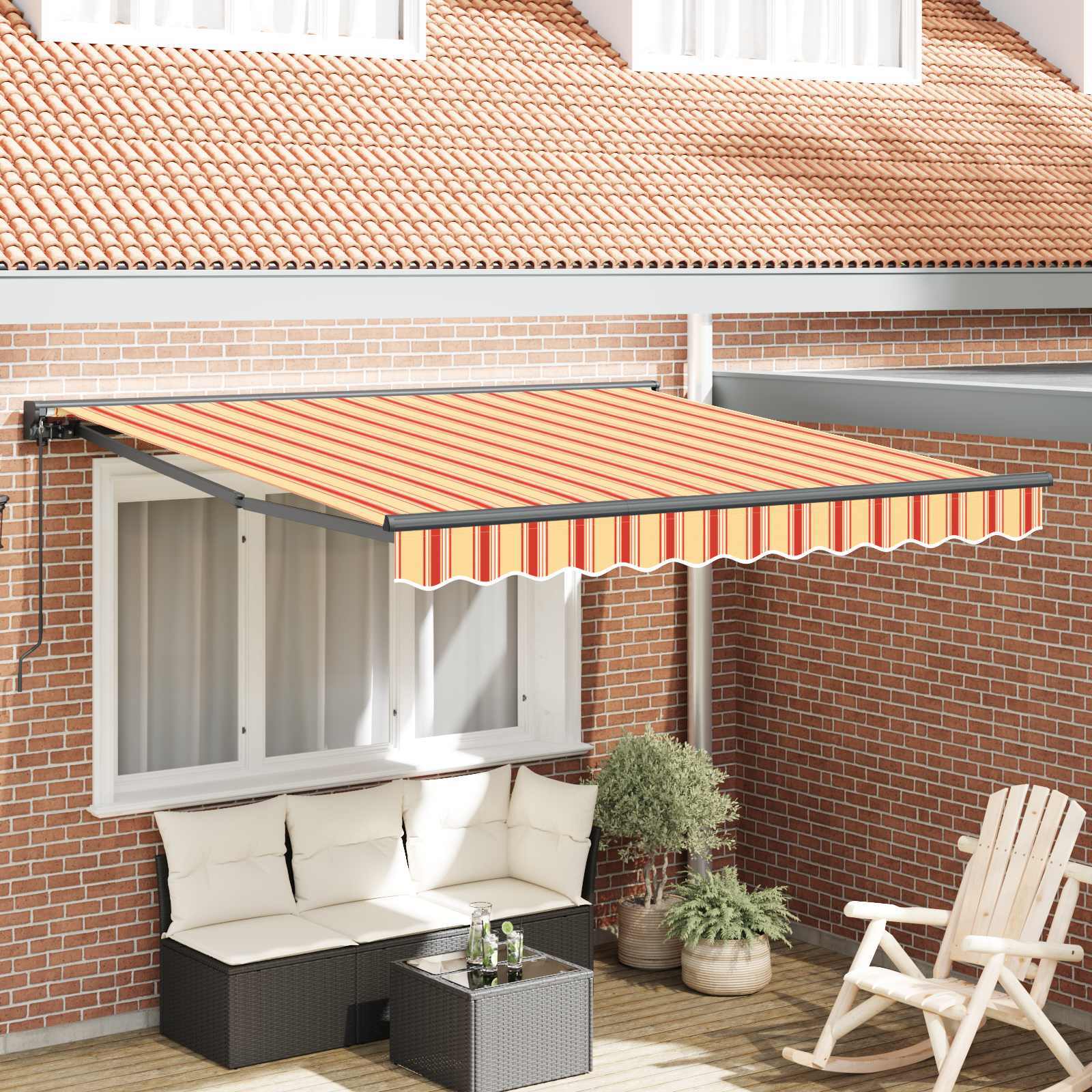 Uitschuifbare Luifel En Geel En Oranje (Anthraciet Frame)
