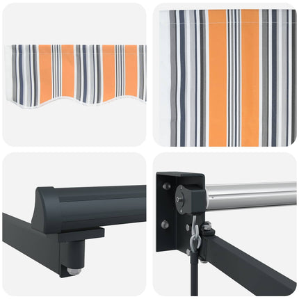 Uitschuifbare Luifel Meerkleurig 300 X 250 X 165 Cm Oranje/Grijs/Blauw/Wit (Anthraciet Frame)
