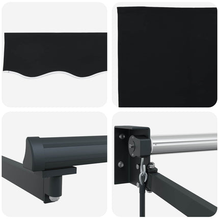 Uitschuifbare Luifel Zwart 300 X 250 X 165 Cm Zwart (Anthraciet Frame)