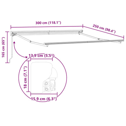 Zijde Frame Zwart 300 X 250 Cm Polyester Met Pu-Coating Zwart (Anthraciet Frame)
