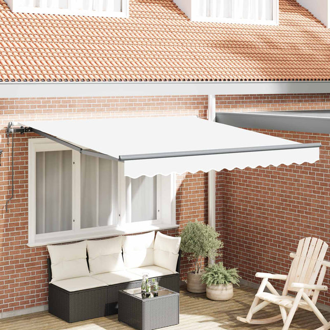 Inklapbaar Zonnescherm Stof En Aluminium Wit