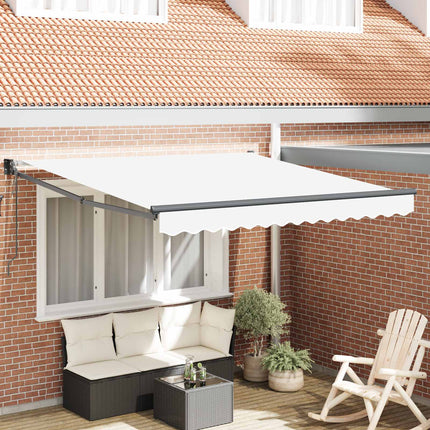 Uitschuifbare Luifel 300 X 250 X 165 Cm Polyester En Metaal Wit