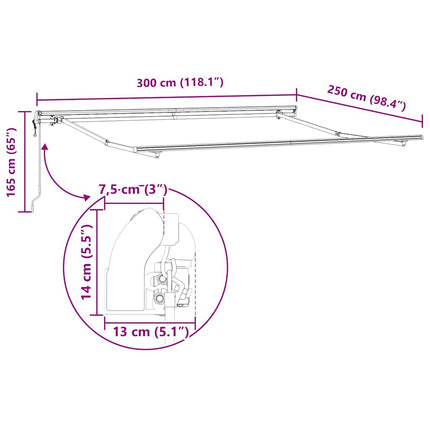 Uitschuifbare Luifel 300 X 250 Cm Stof En Aluminium Lichtgrijs