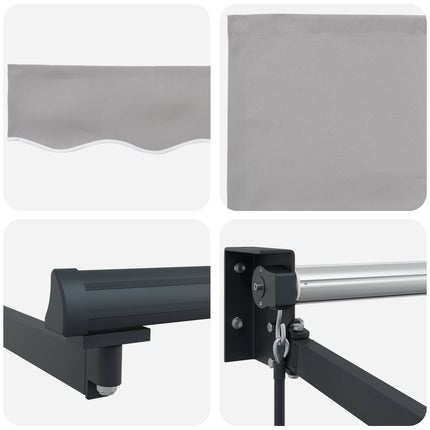 Uitschuifbare Luifel Lichtgrijs 300 X 250 X 165 Cm Lichtgrijs (Anthraciet Frame)