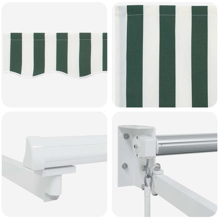Uitschuifbare Luifel En 300 X 250 X 165 Cm Groen En Wit (Wit Frame)