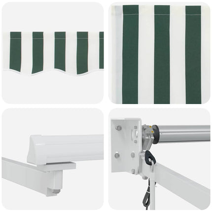 Uitschuifbare Luifel 300 X 250 X 165 Cm Groen En Wit