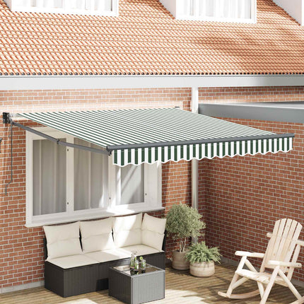 Uitschuifbare Luifel 300 X 250 X 165 Cm Groen En Wit