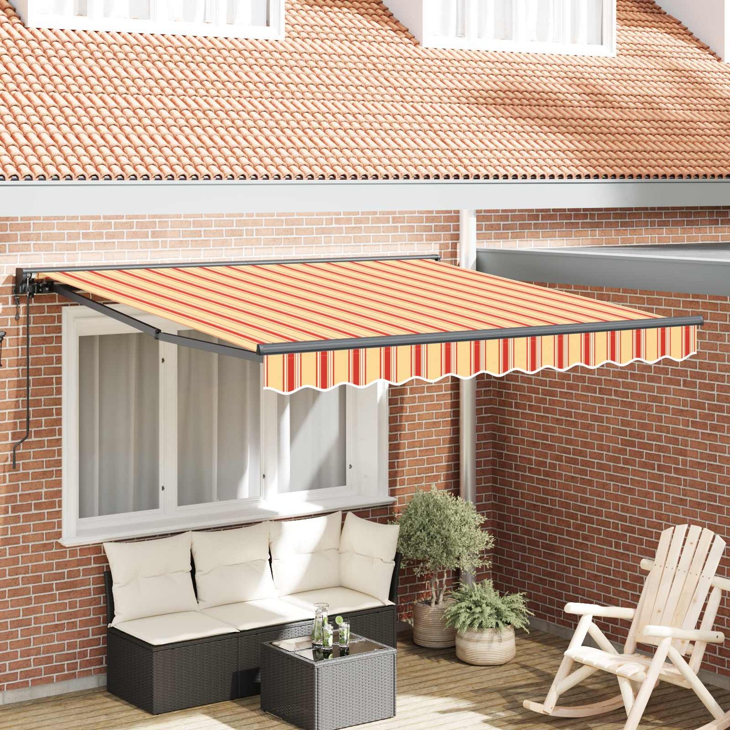Uitschuifbare Luifel En Geel En Oranje (Anthraciet Frame)