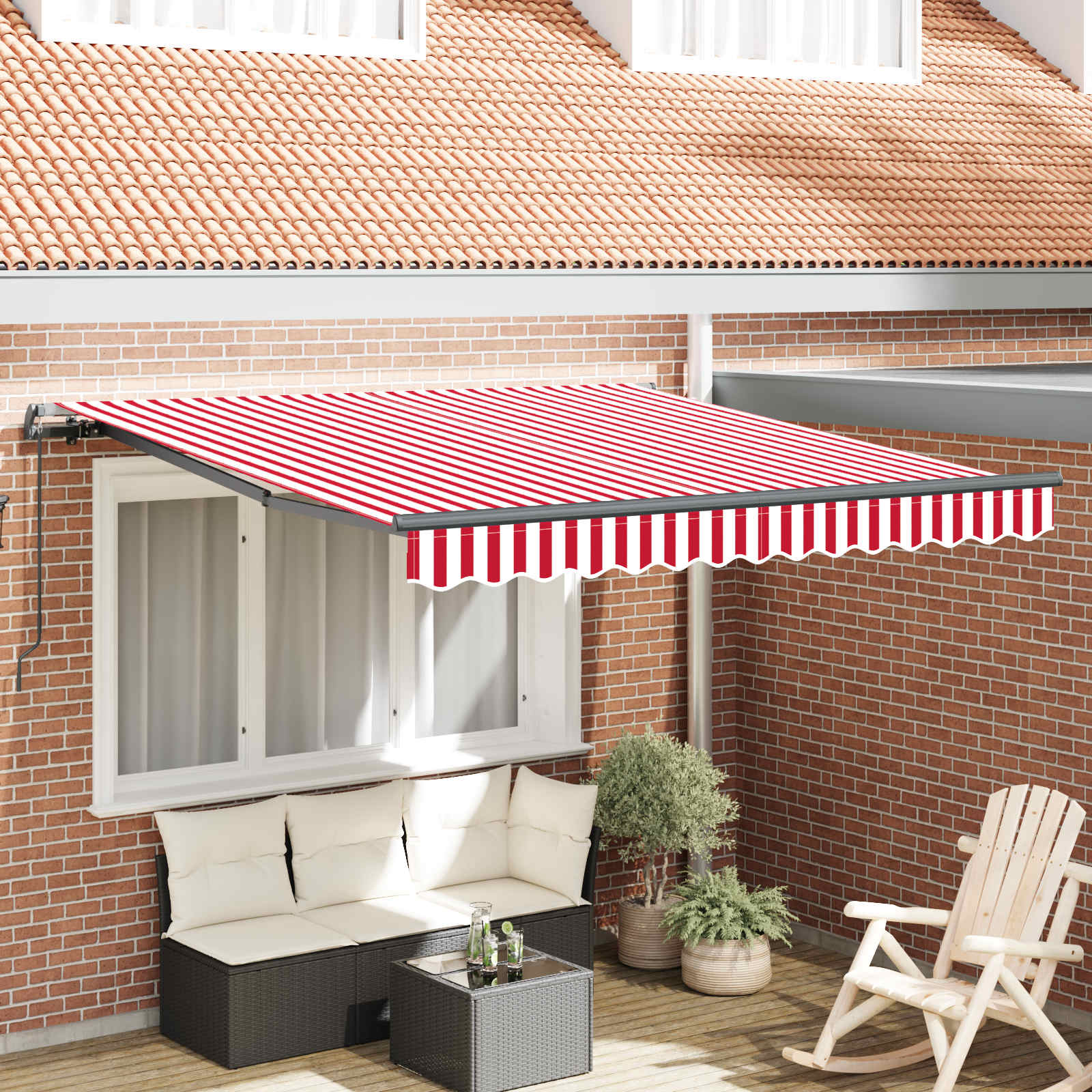 Inklapbaar Zonnescherm Rood En Wit