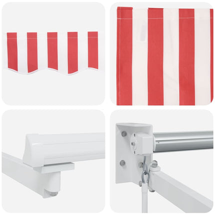 Uitschuifbare Luifel En 350 X 250 Cm Rood En Wit (Wit Frame)