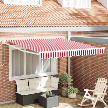 Uitschuifbare Luifel En 350 X 250 Cm Rood En Wit (Wit Frame)