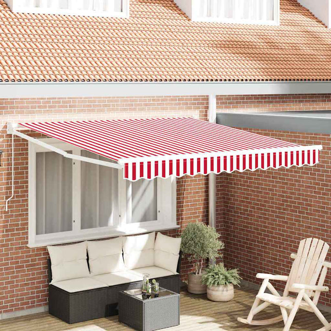 Inklapbaar Zonnescherm Rood En Wit 350 X 250 Cm Rood En Wit