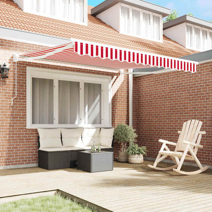 Uitschuifbare Luifel En 350 X 250 Cm Rood En Wit (Wit Frame)