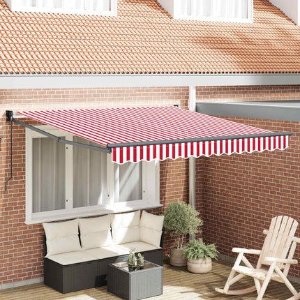 Uitschuifbare Luifel En 350 X 250 Cm Rood En Wit (Anthraciet Frame)