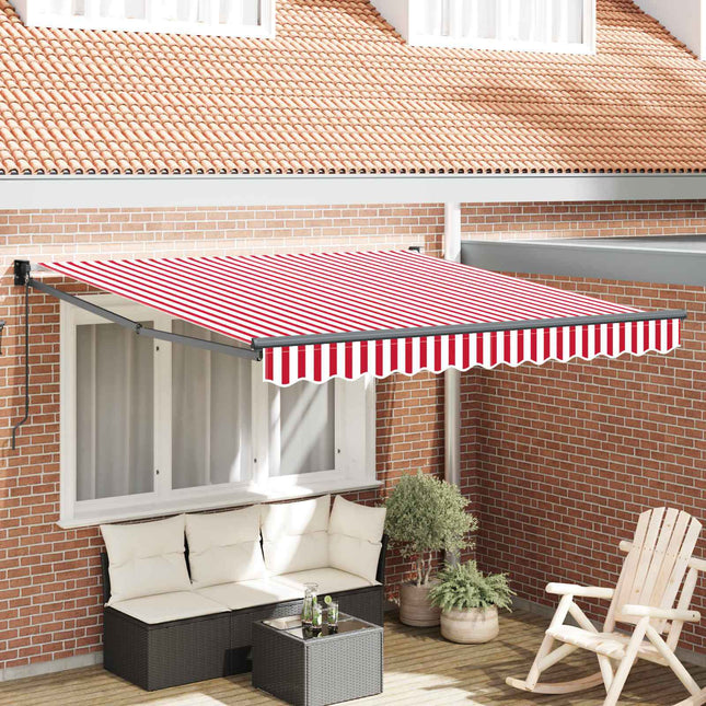 Inklapbaar Zonnescherm Rood En Wit 350 X 250 Cm Rood En Wit