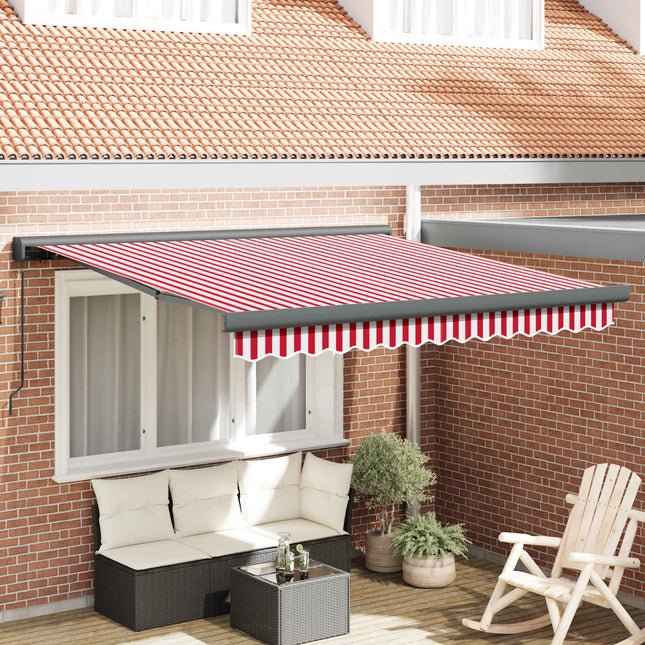 Inklapbaar Zonnescherm Stof En Metaal Rood En Wit
