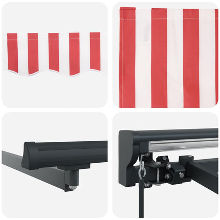Zijde Frame En 350 X 250 Cm Polyester Met Pu-Coating Rood En Wit (Anthraciet Frame)