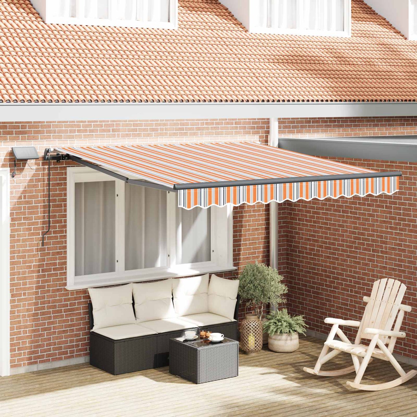 Inklapbaar Zonnescherm Multikleur Stof Oranje/Grijs/Blauw/Wit