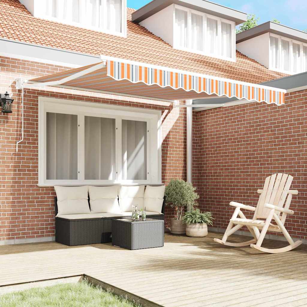 Inklapbaar Zonnescherm Multikleur 350 X 250 Cm Blauw En Oranje
