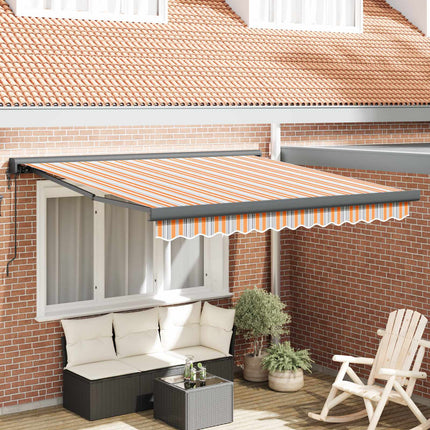 Uitschuifbare Luifel Meerkleurig 300 X 250 X 165 Cm Oranje/Grijs/Blauw/Wit