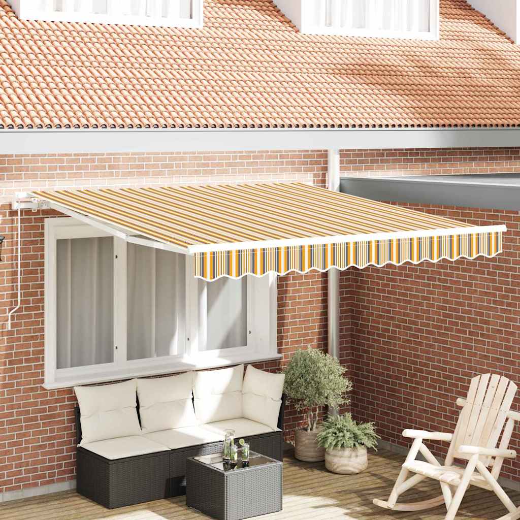 Inklapbaar Zonnescherm Multikleur 350 X 250 Cm Blauw En Oranje (Anthraciet Frame)
