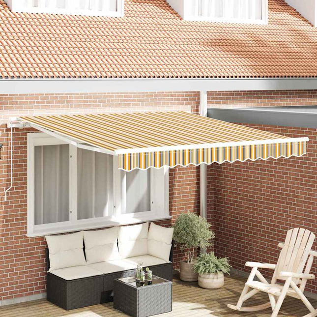 Inklapbaar Zonnescherm Multikleur 350 X 250 Cm Blauw En Oranje (Anthraciet Frame)