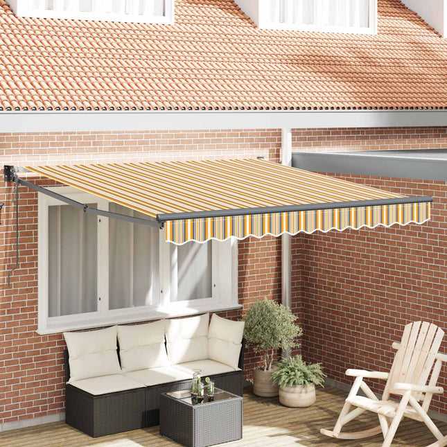 Inklapbaar Zonnescherm Multikleur 350 X 250 Cm Geel/Grijs/Wit