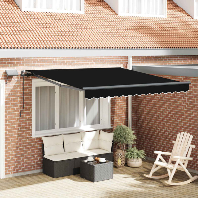 Uitschuifbare Luifel Stof En Aluminium Zwart