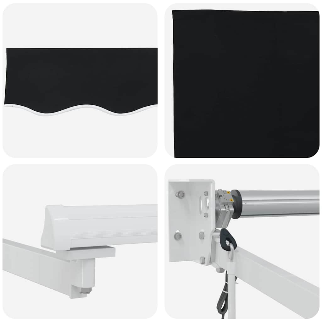 Inklapbaar Zonnescherm Zwart 350 X 250 Cm Stof Zwart