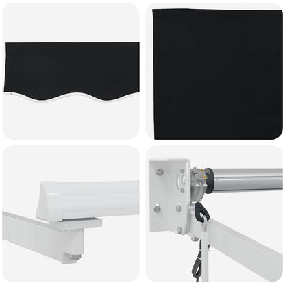 Inklapbaar Zonnescherm Zwart 350 X 250 Cm Stof Zwart